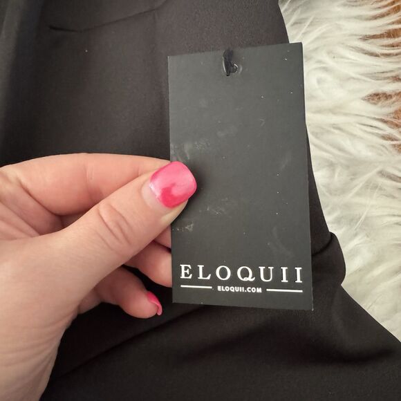 Eloquii Peplum Shirt Women’s Plus Size 22 Black Flare Sleeve Blouse Office NWT - Picture 5 of 13